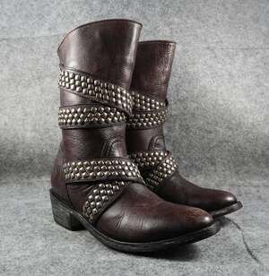 Old Gringo Boots Womens 6 Moto Western Queentia Short Leather Stud Biker Pull On
